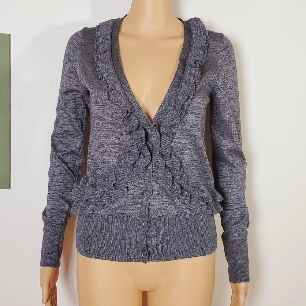 J.Crew ruffled long sleeve cardigan